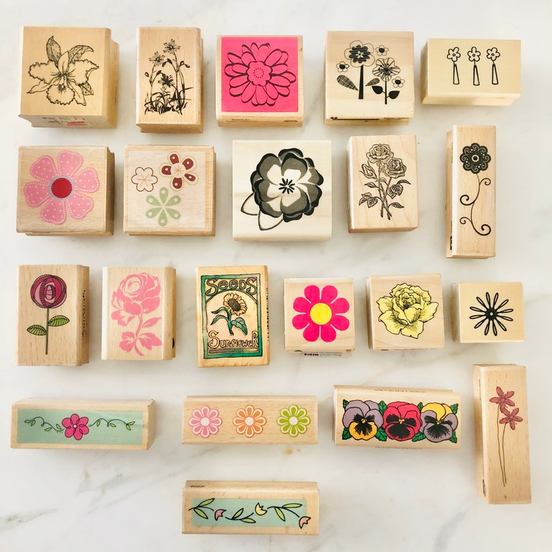Flower Stamps Rubber Stamps Floral Stamps Spring Stamps Etsy