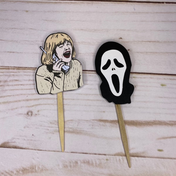 Scream Cupcake Toppers, Ghostface Cupcake Toppers, what’s your favorite scary movie, Horror Toppers, Killer Birthday, Horror Birthday,Scream