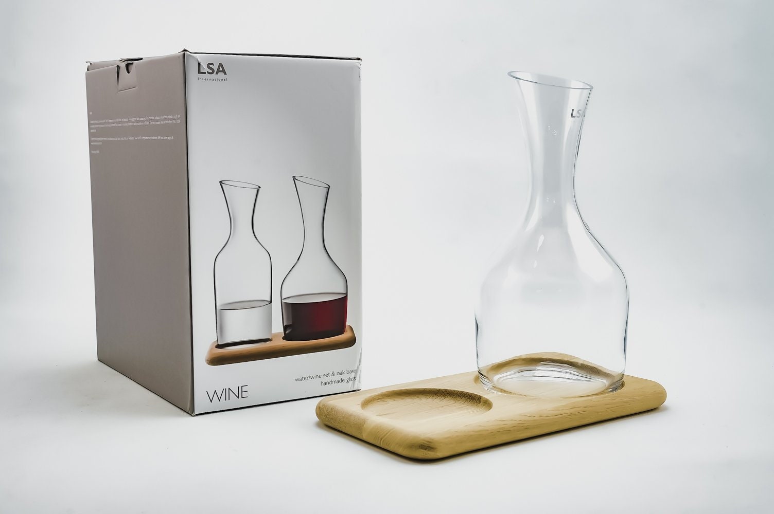 LSA International Water & Wine Carafe Set & Oak Base