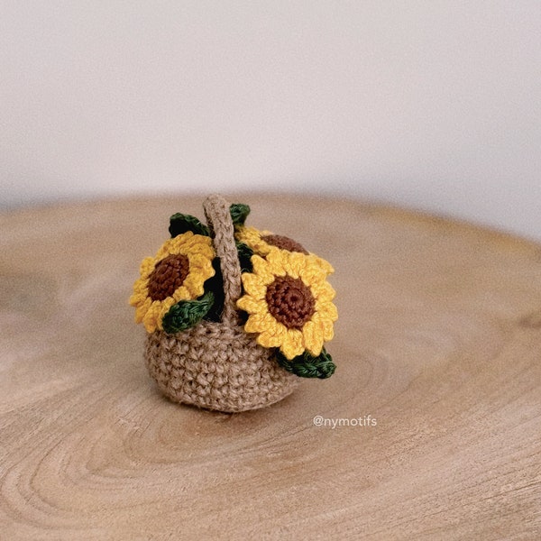 Miniatur Sunflower basket, Crochet Sonnenblumenkorb , Miniatur Sunflowers, blythe accessoires, Miniatur flowers, Muttertagsgeschenke