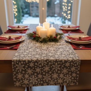 Camino de mesa invierno, decoración navideña, camino de mesa, Navidad, copos de nieve, decoración de mesa - varios tamaños