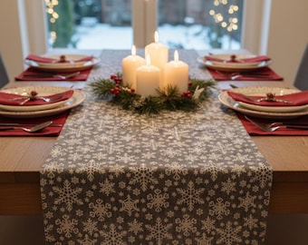 Table runner winter, Christmas decoration, table runner, Christmas, snowflakes, table decoration - various sizes