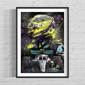 F1 Lewis Hamilton & car print // A3 Limited edition poster / Formula one wall decor / 2022 formula 1