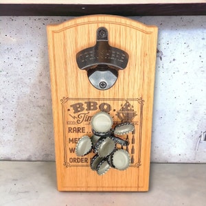 Bottle Opener Magnetic Cap Catcher, Beer Bottle Opener, Groomsman Gift, Father&#39;s Day Gift for Him, Beer Gift, Hanging Bottle Opener