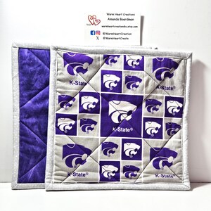 Quilted K-State Potholder Set: Cotton Hot Pads Set of 2, Kitchen Decor