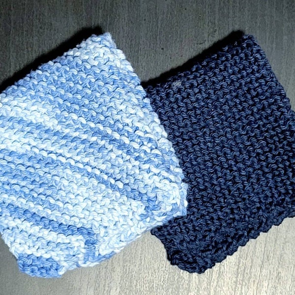 Knit Dishclothes, Knit Washclothes, 100% Cotton, 8" Square, 8 Inch Square