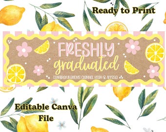 Bannière fraîchement diplômée | Modèle de toile modifiable pour la remise des diplômes (téléchargement numérique)