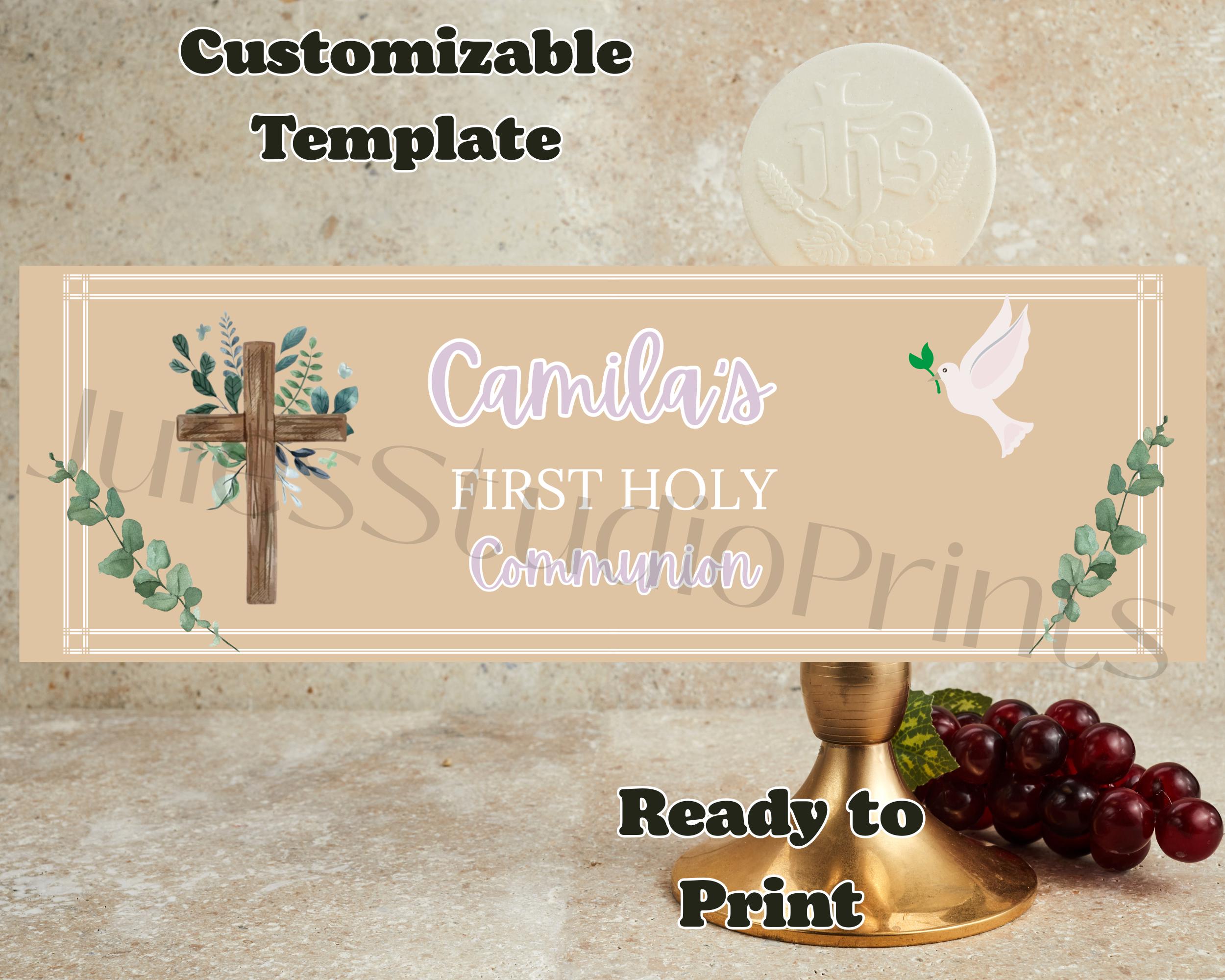 First Holy Communion Banner | Editable Canva Template (digital Download ...