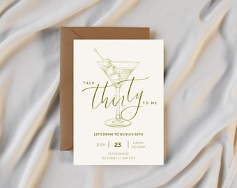 Dirty Thirty Martini Birthday Invitation: Cocktail Party Template (Digital)