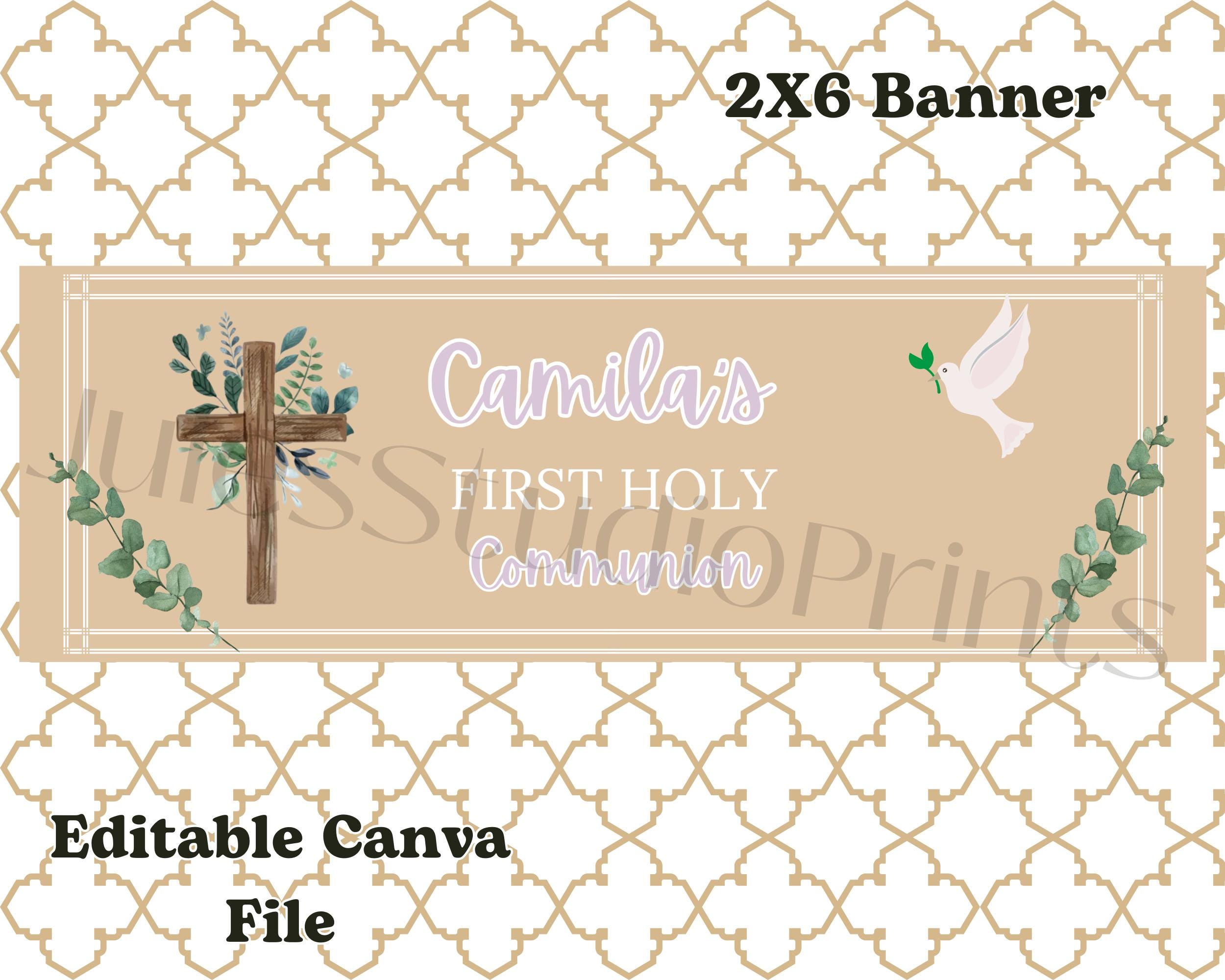 First Holy Communion Banner | Editable Canva Template (digital Download ...