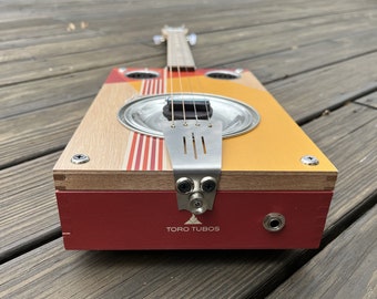 Cigar Box Guitar - Handmade Acoustic/Electric 4 String Resonator CBG - "Carmine"