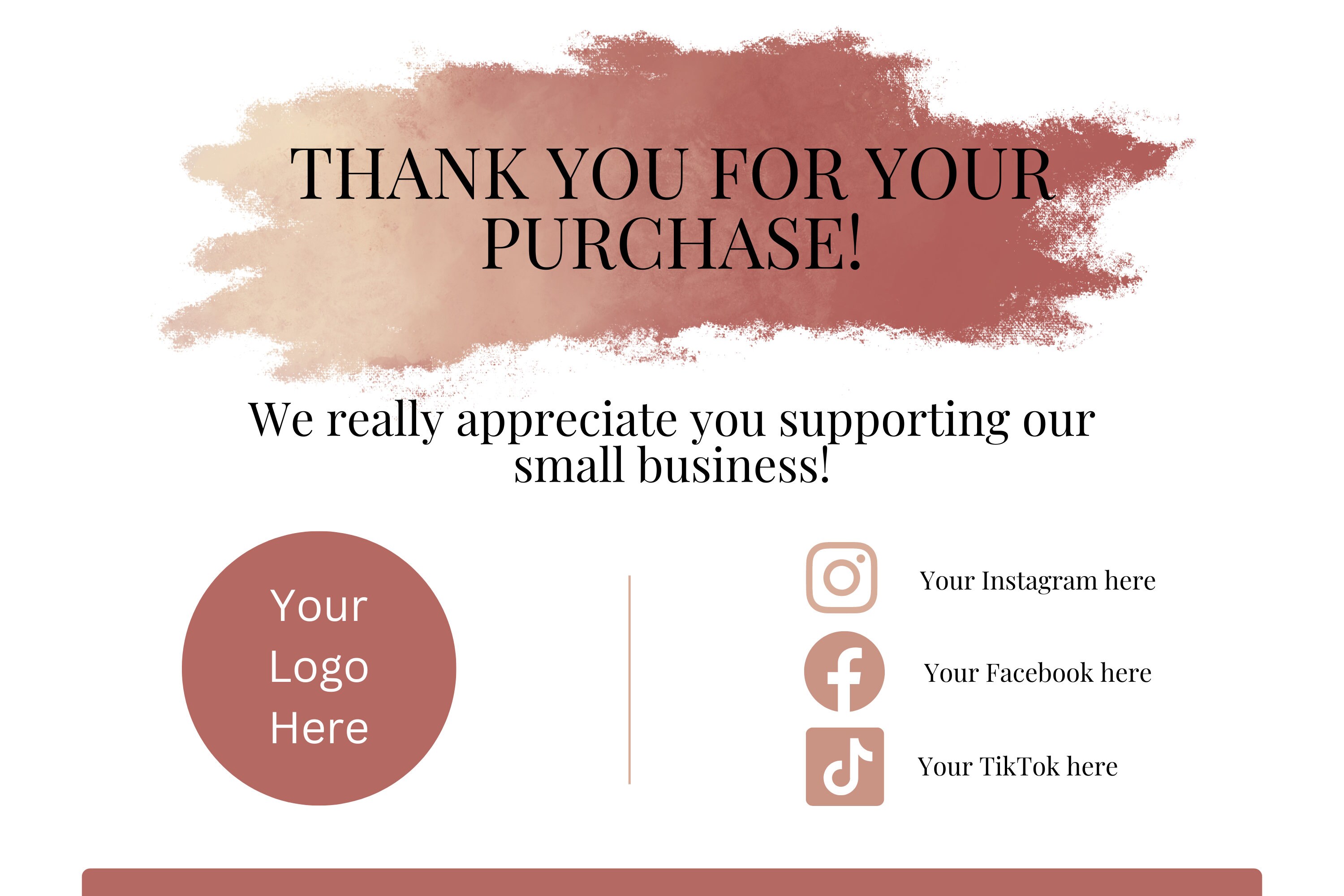 Editable Thank You Card Template | DIY Small Business | Printable ...