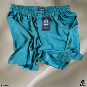 Real Silk Boxers For Men/ green silk hoochies / trendy leisurewear / pajamas/ sleepwear/ ideal gift for father, boyfriends/grooms.