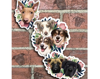 Personalized Dog Vinyl Stickers, Waterproof and Weatherproof Stickers, Dog and Cat Illustration, Dog Magnet, Custom Pet Portrait