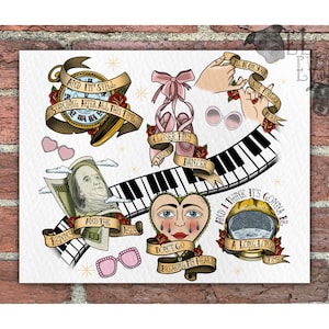 Elton John Tattoo Flash Print, Unframed Prints, Neotraditional Art, Tattoo Flash Sheet