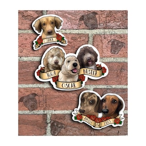 Personalized Dog Vinyl Stickers, Waterproof and Weatherproof Stickers, Tattoo Style, Dog Magnet, Custom Pet Portrait, American Traditional