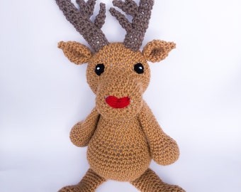 Reindeer Stuffed Animal, Custom Crochet Plush Animal, Reindeer Toy, First Christmas, Baby Christmas, Toddler Toys, Nursery Gift