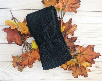 Black Ear Warmer, Womens Ear Warmer, Head Wrap, Winter Accessory, Christmas Gift, Ear Warmer Headband, Crochet Headband, Custom Handmade