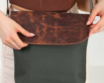Canvas Small Tote Bag, Canvas Crossbody Bag, Wax Canvas Bag, Canvas Shoulder Bag, Canvas Crossbody Purse