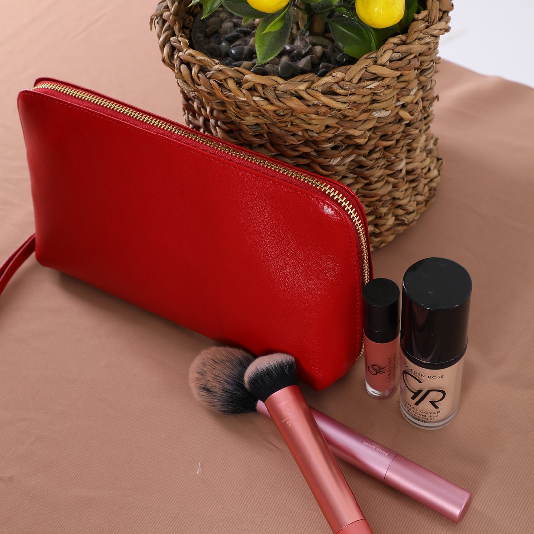 Personalised Cosmetic Bag with Small Monogram, Custom Makeup Bag