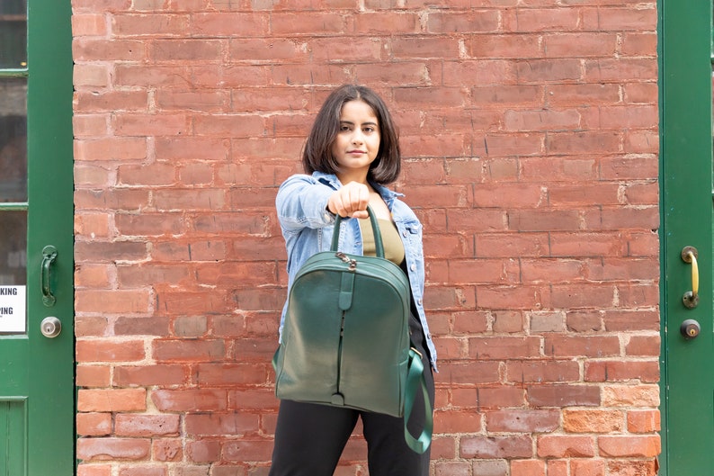 Backpack Women Leather,Backpacks for Women, Women's Backpack Purse, Green Backpack,Rucksack for Women,Christmast Gift, School Backpack bild 2