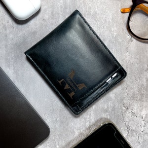 Cartera de cuero personalizada para hombres, Cartera personalizada para hombres, Cartera de cuero para hombres, Regalo de Navidad para hombres, Cartera de cuero para hombres con ventana de identificación