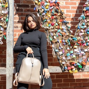 Sac à dos en cuir beige pour femme, sac à dos en cuir, sac à dos pour femme, sac à dos de voyage, sac à dos, sac pour ordinateur portable, sac Macbook