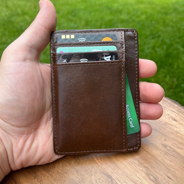 Minimalist Leather Wallet, Slim Wallet for Men, RFID Minimalist Credit Cardholder, Mens Slim Front Pocket Wallet, Personalized Slim Wallet