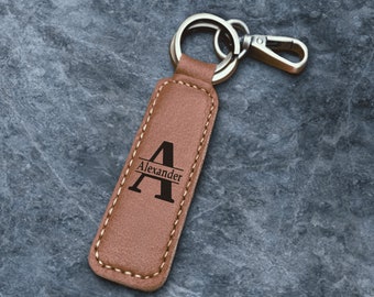 Customized Leather Key Holder, Personalized Leather Key ring, Engraved Leather Key Tag, Keychain for Women Men, Embossed Leather Keychain