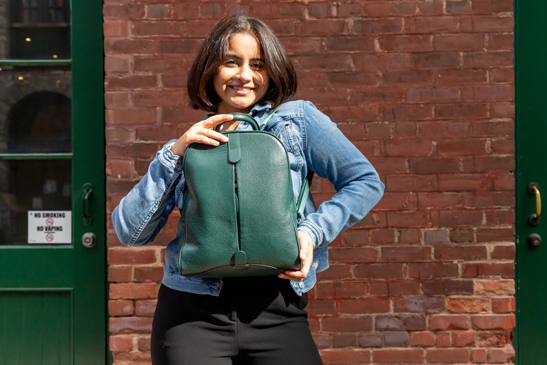 Backpack Women Leather,Backpacks for Women, Women's Backpack Purse, Green Backpack,Rucksack for Women,Christmast Gift, School Backpack bild 1