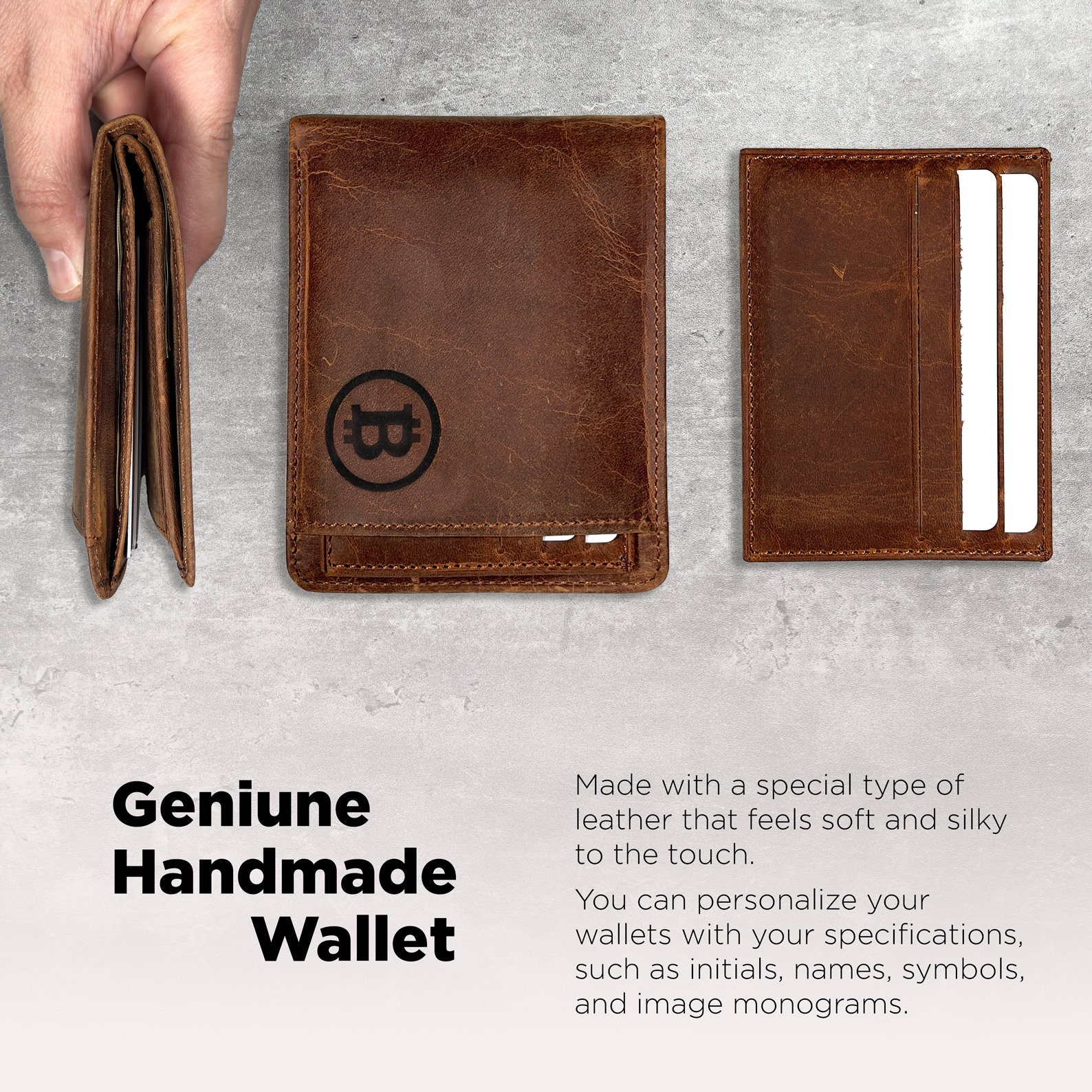 Men Wallet, Genuine Leather, Handmade, Personalization