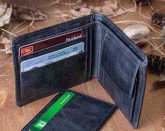 Cartera de cuero personalizada para hombres, Regalo personalizado del Día del Padre, Cartera para hombres, Cartera para hombres grabada, Cartera personalizada para hombres, Regalo para él