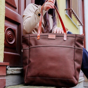Sac fourre-tout en toile marron, sac à main en toile pour femme, sac en toile personnalisé, grand sac fourre-tout en toile, poches fourre-tout en toile, sacoche en toile pour ordinateur portable