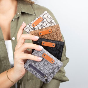 Portefeuille fin minimaliste RFID pour femme, Portefeuille fin personnalisé pour elle, Petit porte-cartes de crédit avec pièce de monnaie, Portefeuille fin pour femme avec poche frontale