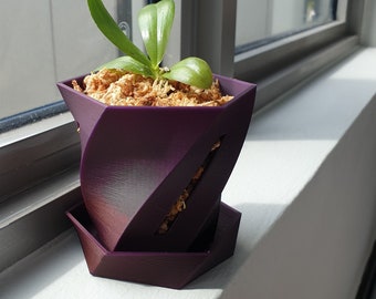 Orchid Pot Special Mystic Brown (Purple) 2" 3" 4" 5" 6", 3D Printed Pot with Slots