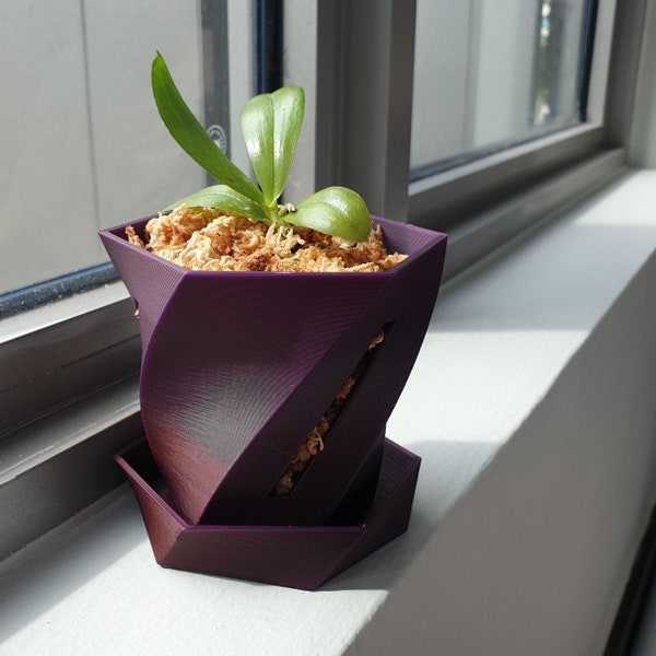 Orchid Pot Special Mystic Brown (Purple) 2" 3" 4" 5" 6", 3D Printed Pot with Slots