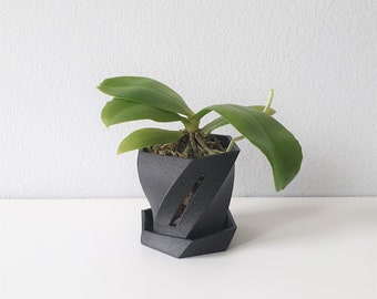 Orchid Pot Galaxy Black 2" 3" 4" 5" 6", 3D Printed Pot with Slots