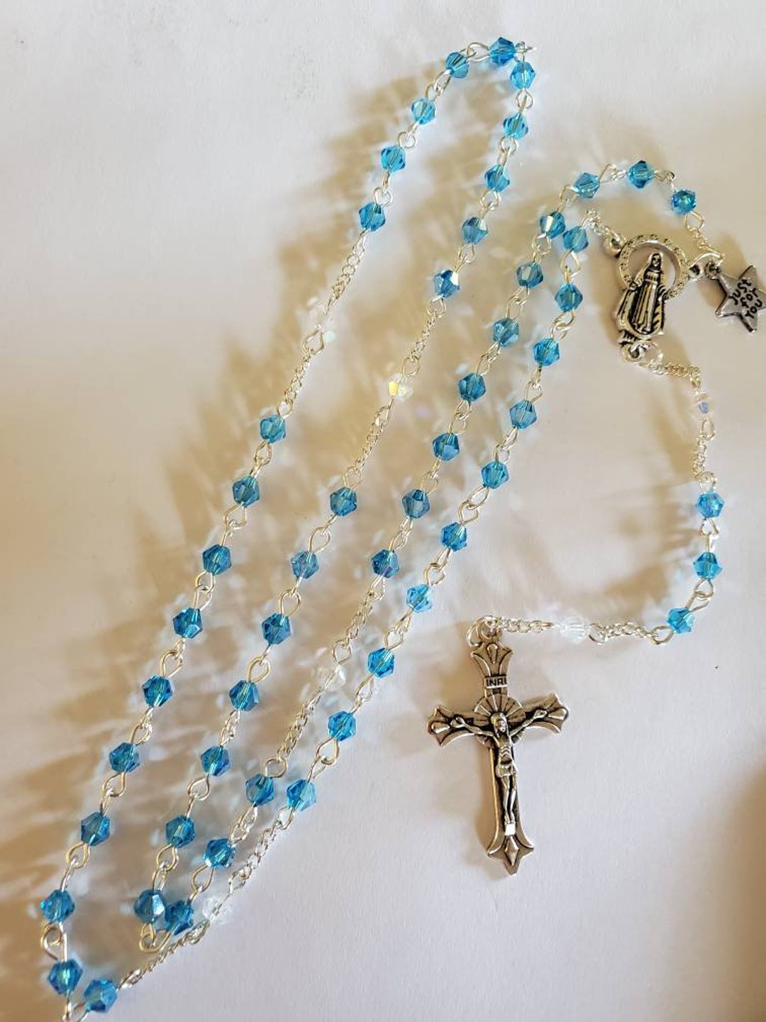 Beautiful Light Blue Rosary Etsy