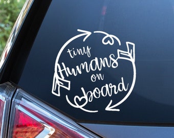 Car Baby Vinyl Sticker | Tiny Humans on Board | Baby And Kids Car Sticker | Funny Bumper Sticker | Vinyl Sticker | Car Sticker | Sticker