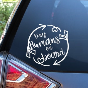 Car Baby Vinyl Sticker | Tiny Humans on Board | Baby And Kids Car Sticker | Funny Bumper Sticker | Vinyl Sticker | Car Sticker | Sticker