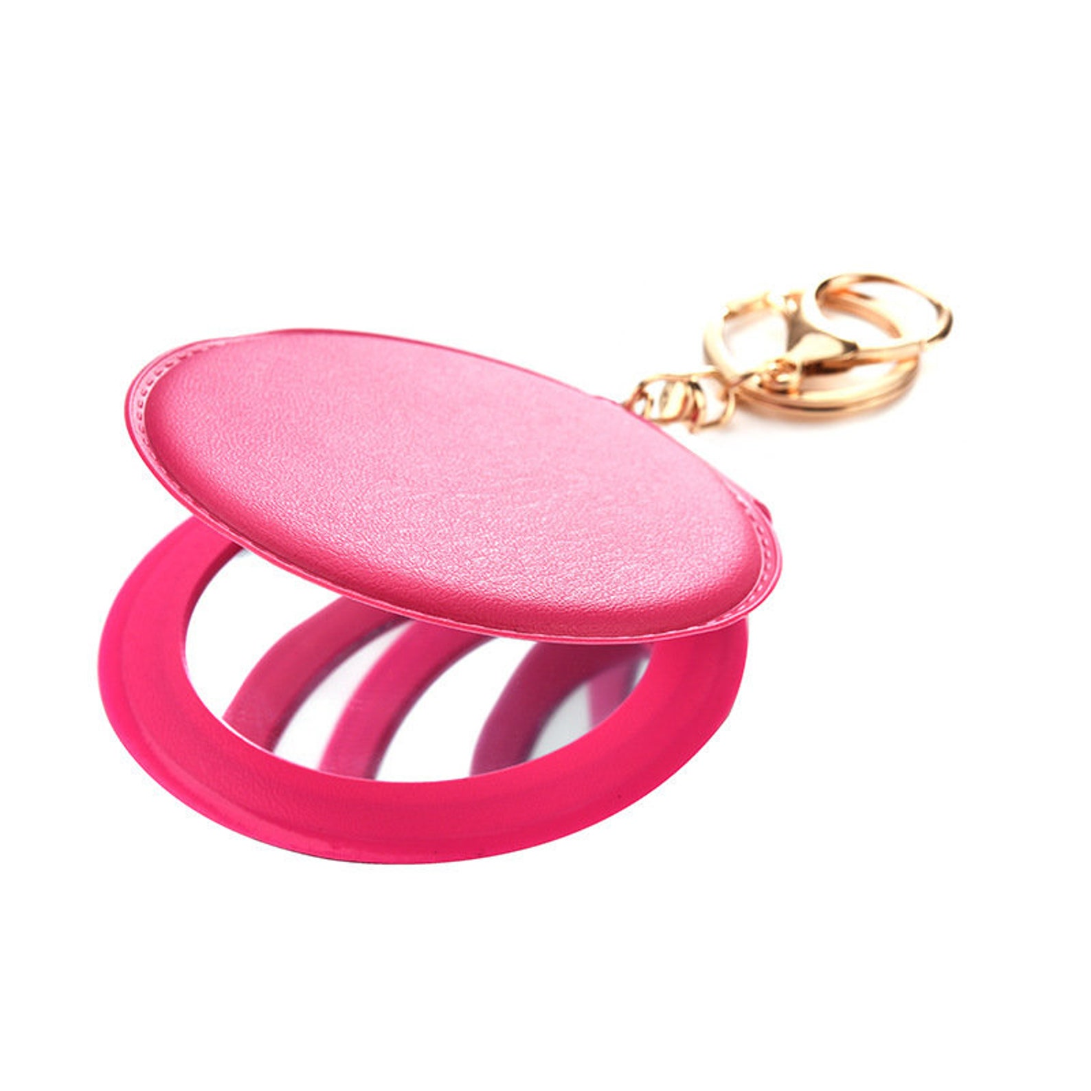 Personalised Leather Double Mirror Keyring Keychain With Etsy