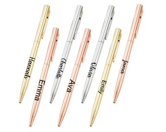 Personalised Custom Slim Pens | Thin Shiny Pen | Rose Gold, Silver or Gold | Custom Your Own Pen | Pen For All Ocassions | Name Pen