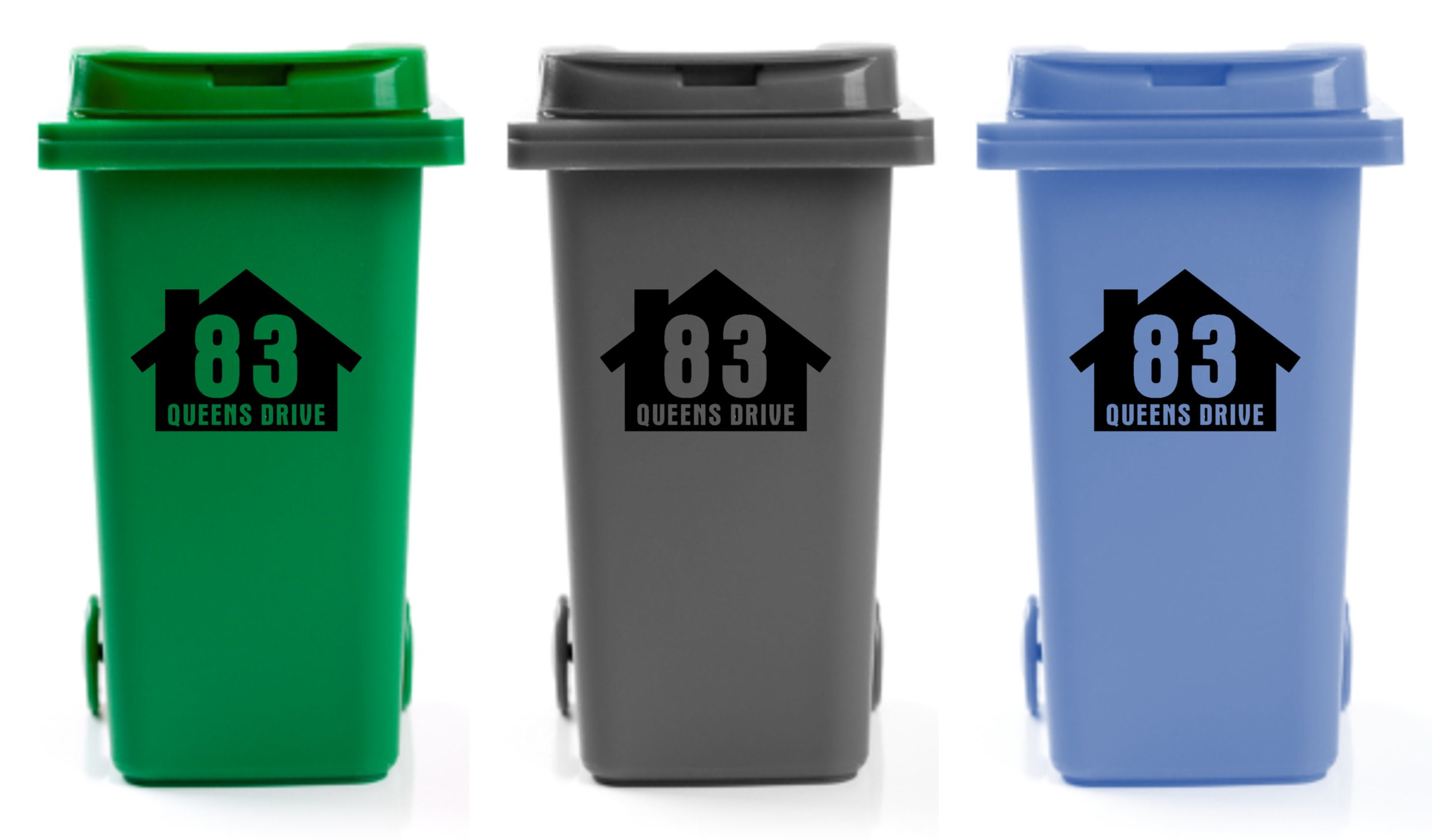 Personalised Custom Bin Stickers | Set of 3 Wheelie Bin | Number House ...