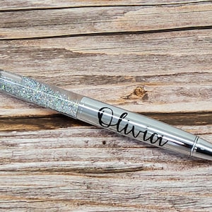 Personalised Glitter Silver Pen | Ballpoint Pen | Create Your Own Pen | Gift | Name Pen | Custom Your Own Pen | Pen For All Ocassions
