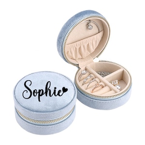 Personalised Jewellery Box | Circle Velvet  | Travel Gift Box | Teenager Gift | Bride Jewellery Box | Customise Your Own Jewellery Box
