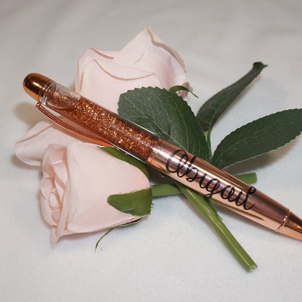 Personalised Glitter RoseGold Pen | Ballpoint Pen | Create Your Own Pen | Gift | Name Pen | Custom Your Own Pen | Pen For All Ocassions