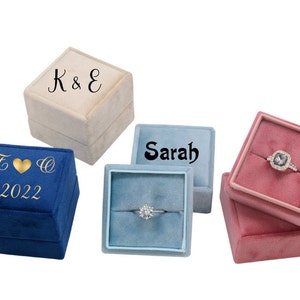 Caja de anillo Sqare personalizada / Caja de anillo de terciopelo Regalo / Caja de anillo de novia / Personalice su caja de anillo / Cree su propia caja de anillo / Su texto aquí