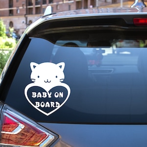Car Baby Vinyl Sticker | Baby Kitten On Board | Car Sticker | Bumper Sticker | Car Sticker | Art Sticker | Car Window Decal Sticker