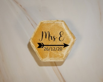 Personalised Velvet Ring Box | Hexagon Box | Wedding Gift | Custom Your Own Ring Box | Bride Ring Box | Bridesmaid Gift | Your Text Here