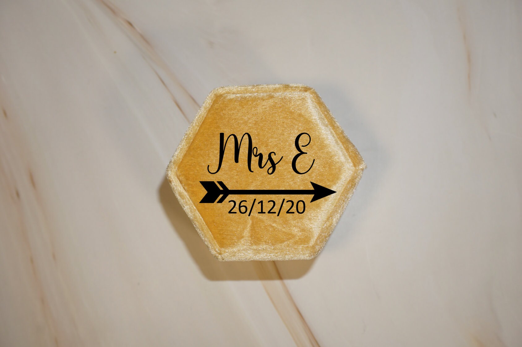 Boîte à anneaux en velours personnalisée | Boîte Hexagone | | cadeau de mariage Personnalisez votre propre boîte à anneaux | Boîte de bague de mariée | Cadeau de demoiselle d’honneur | Votre texte ici